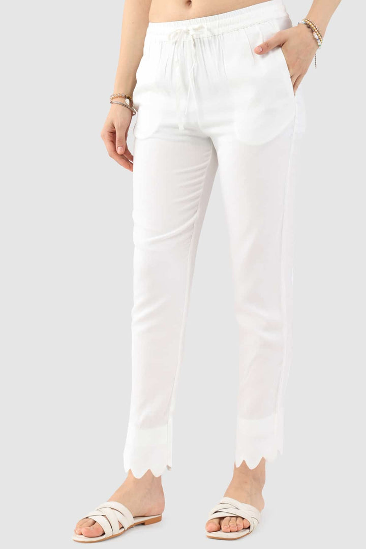 White Solid Twill Palazzo