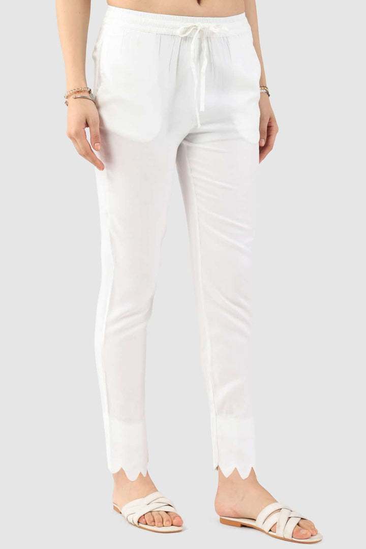 White Solid Twill Palazzo