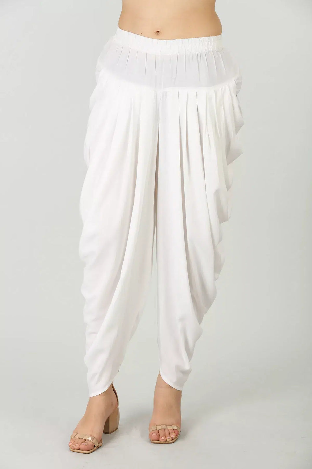 White flared solid dhoti Pants