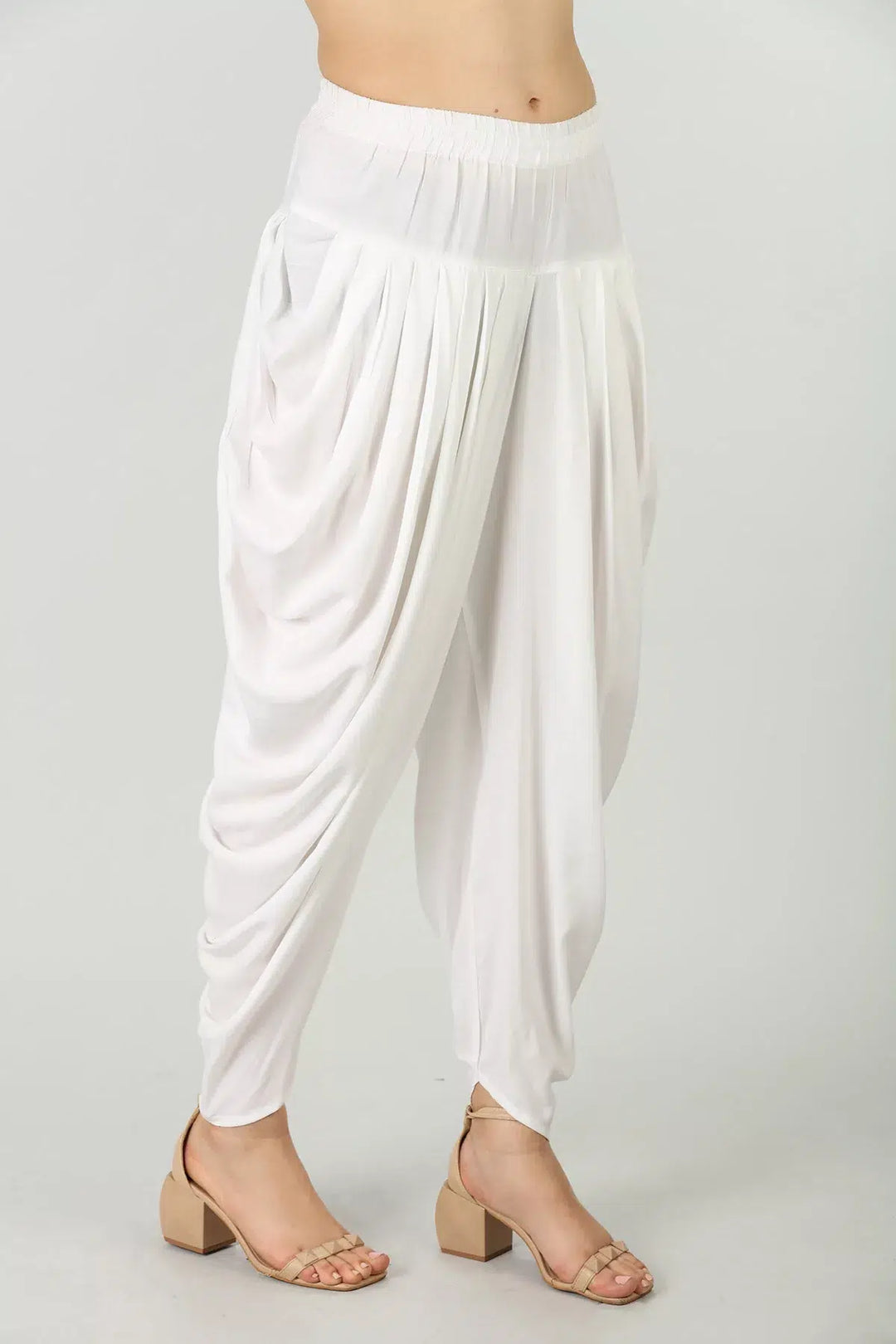 White flared solid dhoti Pants