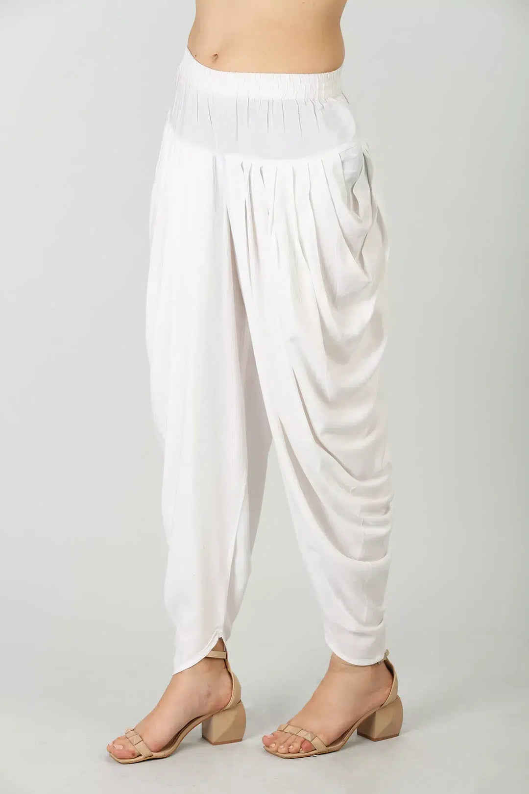 White flared solid dhoti Pants
