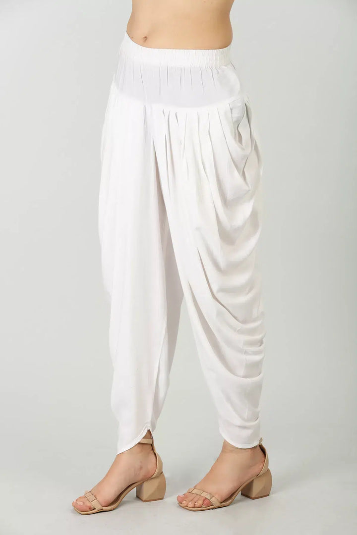 White flared solid dhoti Pants