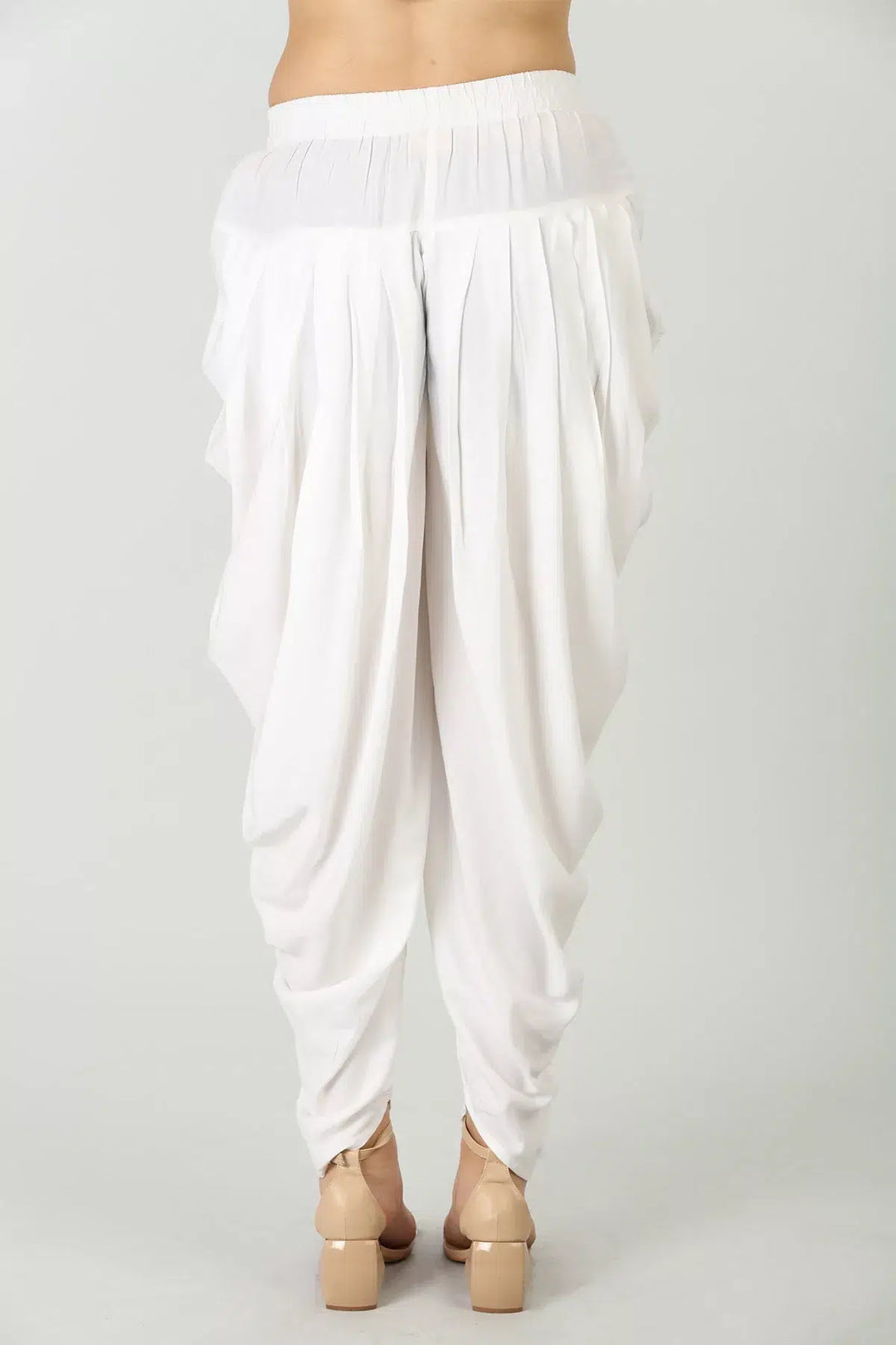 White flared solid dhoti Pants
