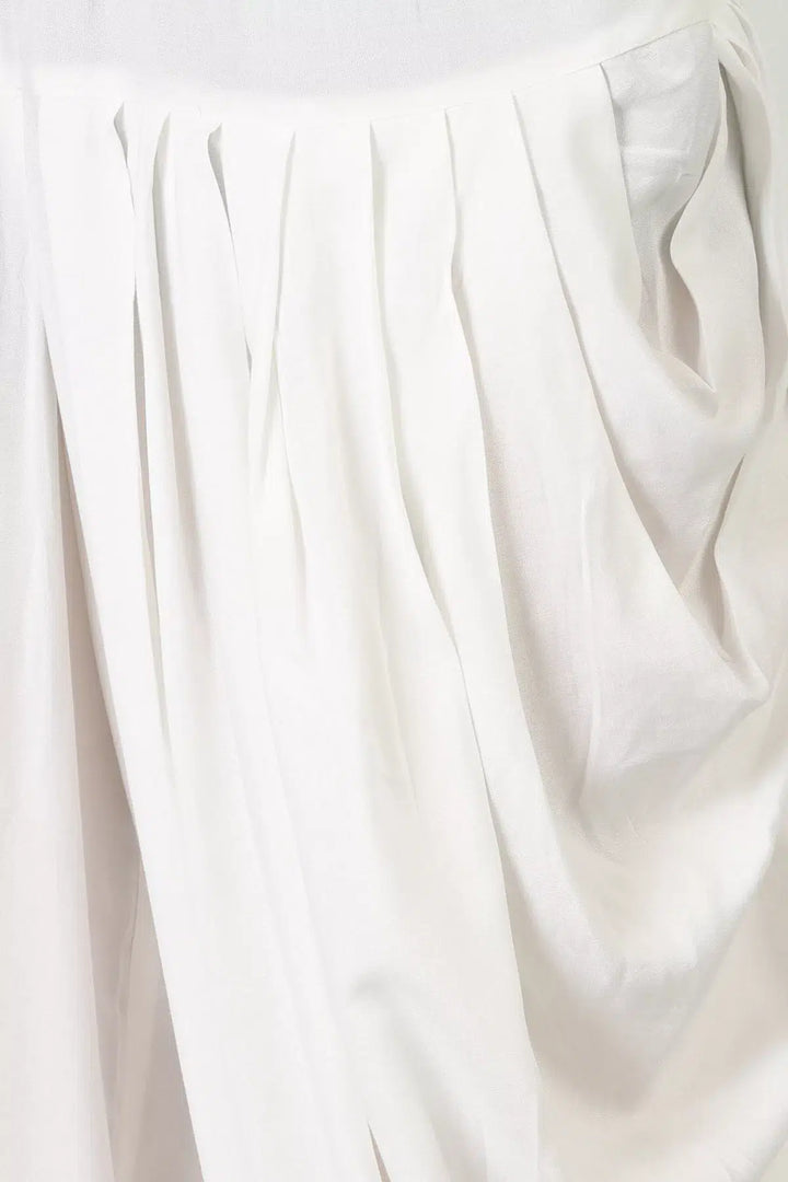 White flared solid dhoti Pants
