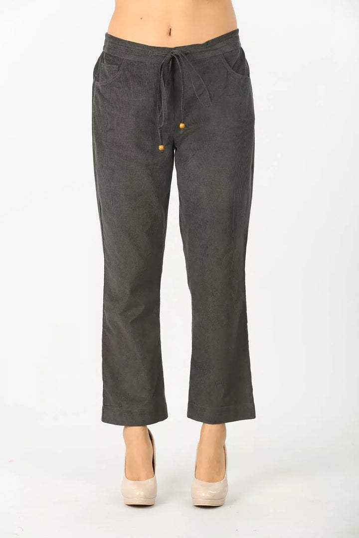 GREY SOLID MID-RISE PANT