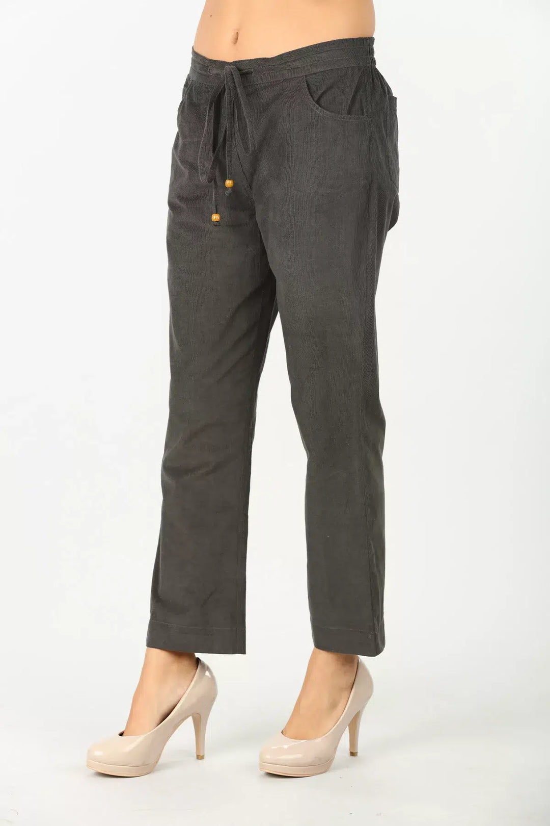 GREY SOLID MID-RISE PANT