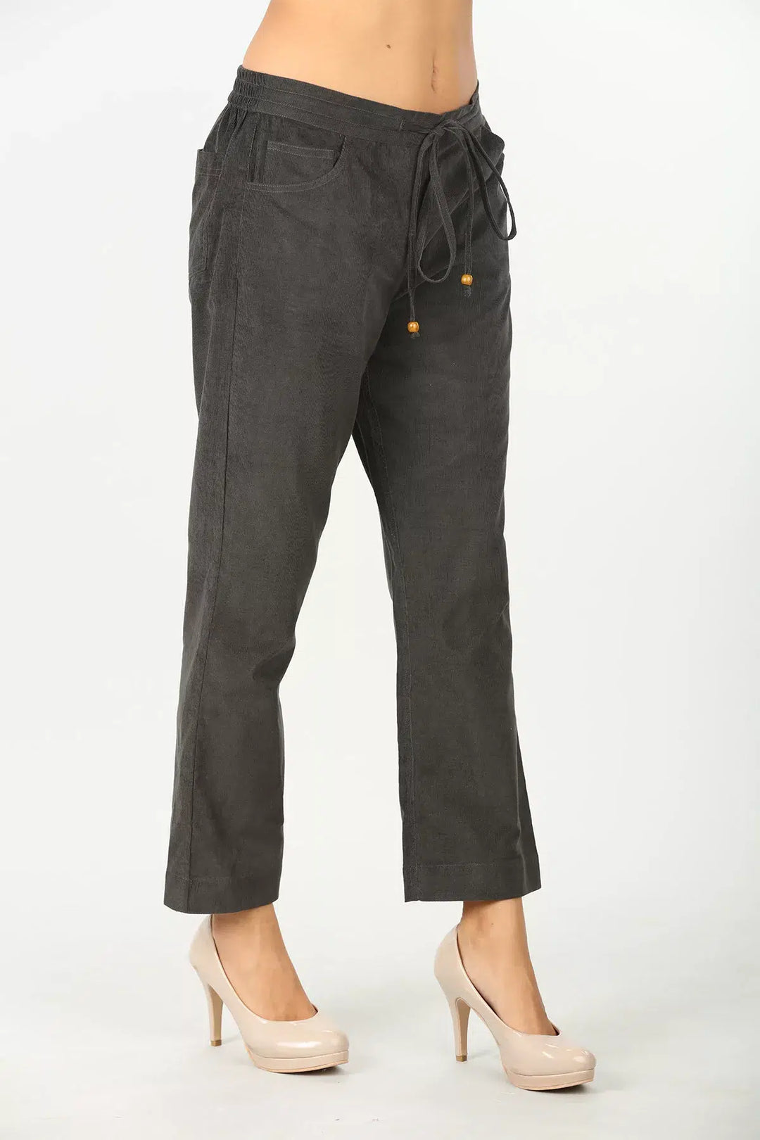 GREY SOLID MID-RISE PANT