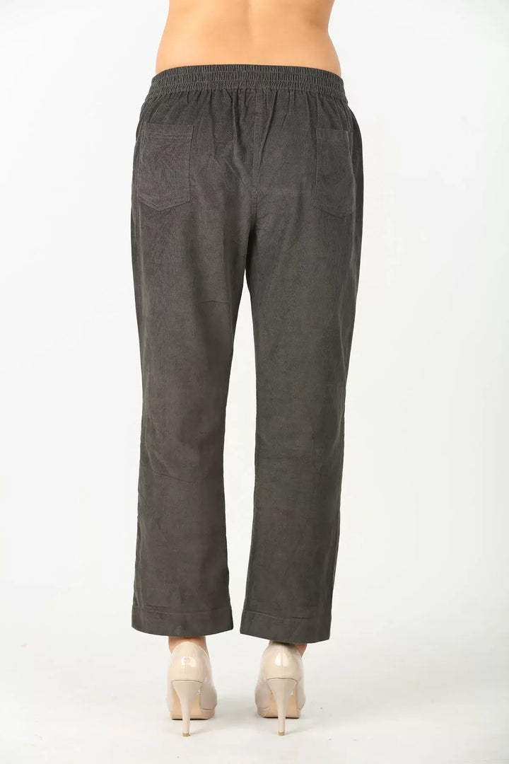 GREY SOLID MID-RISE PANT