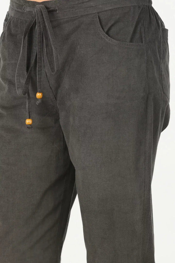 GREY SOLID MID-RISE PANT