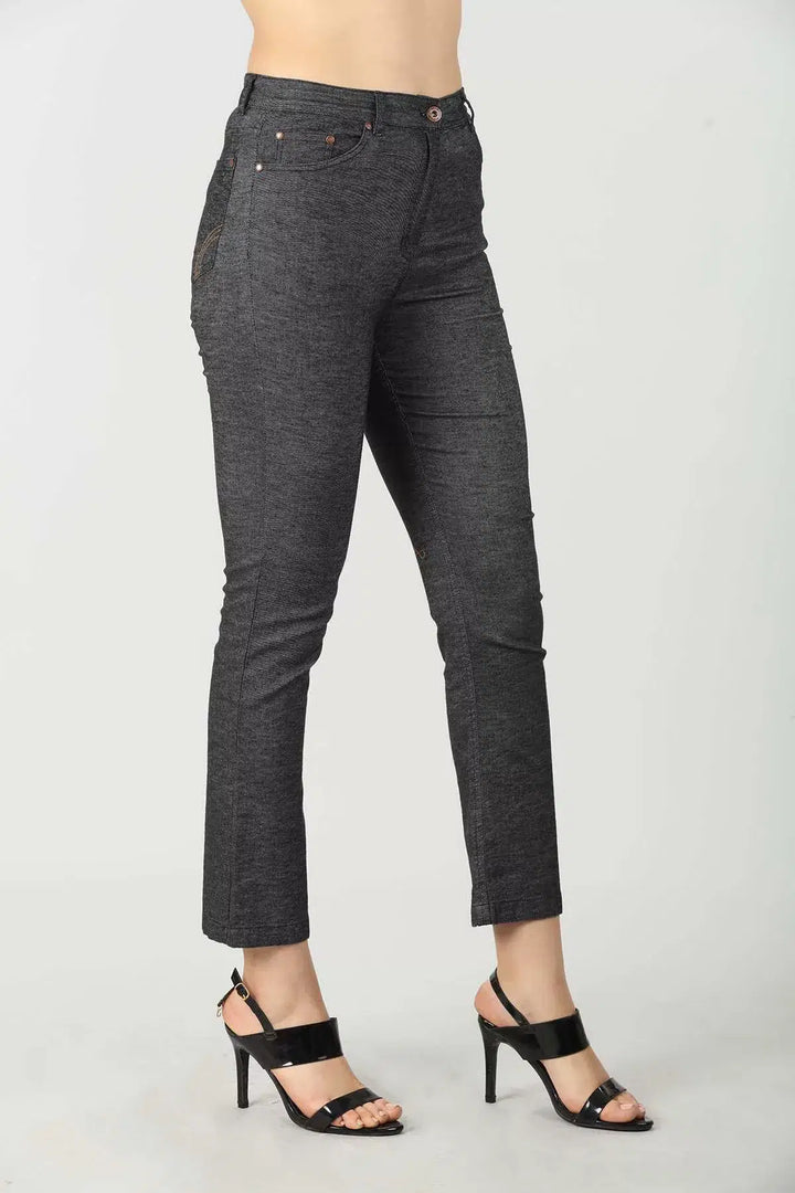 Solid Grey Slim-Fit Denim