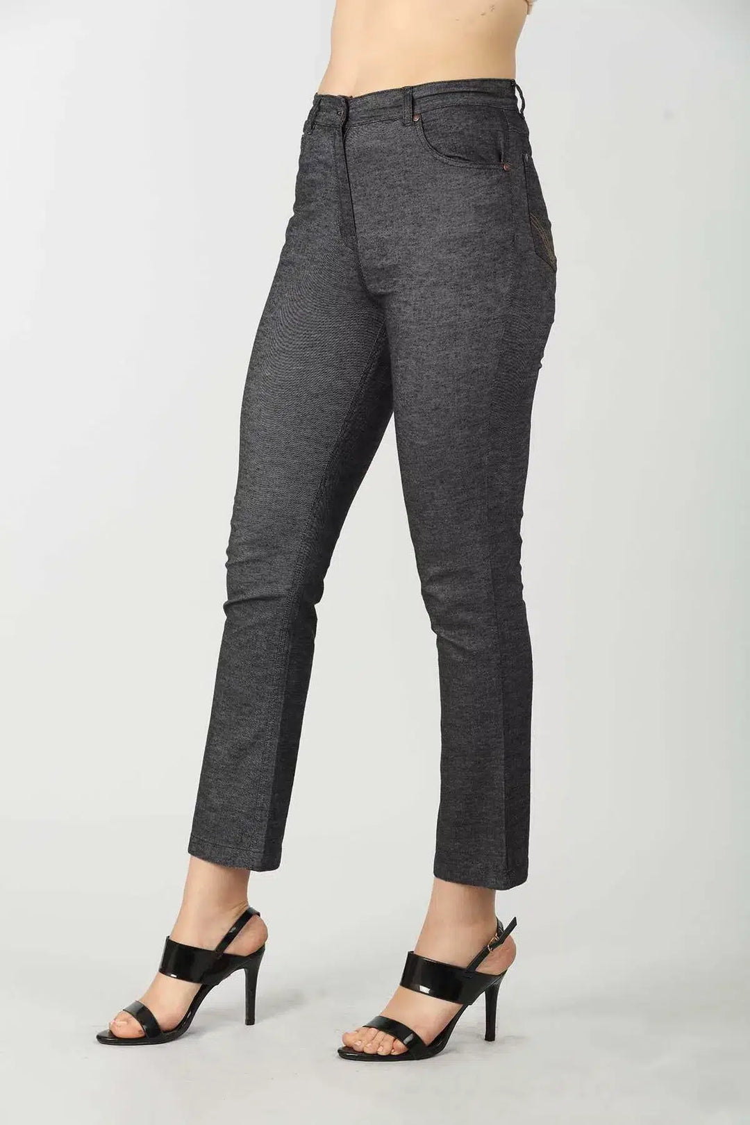Solid Grey Slim-Fit Denim