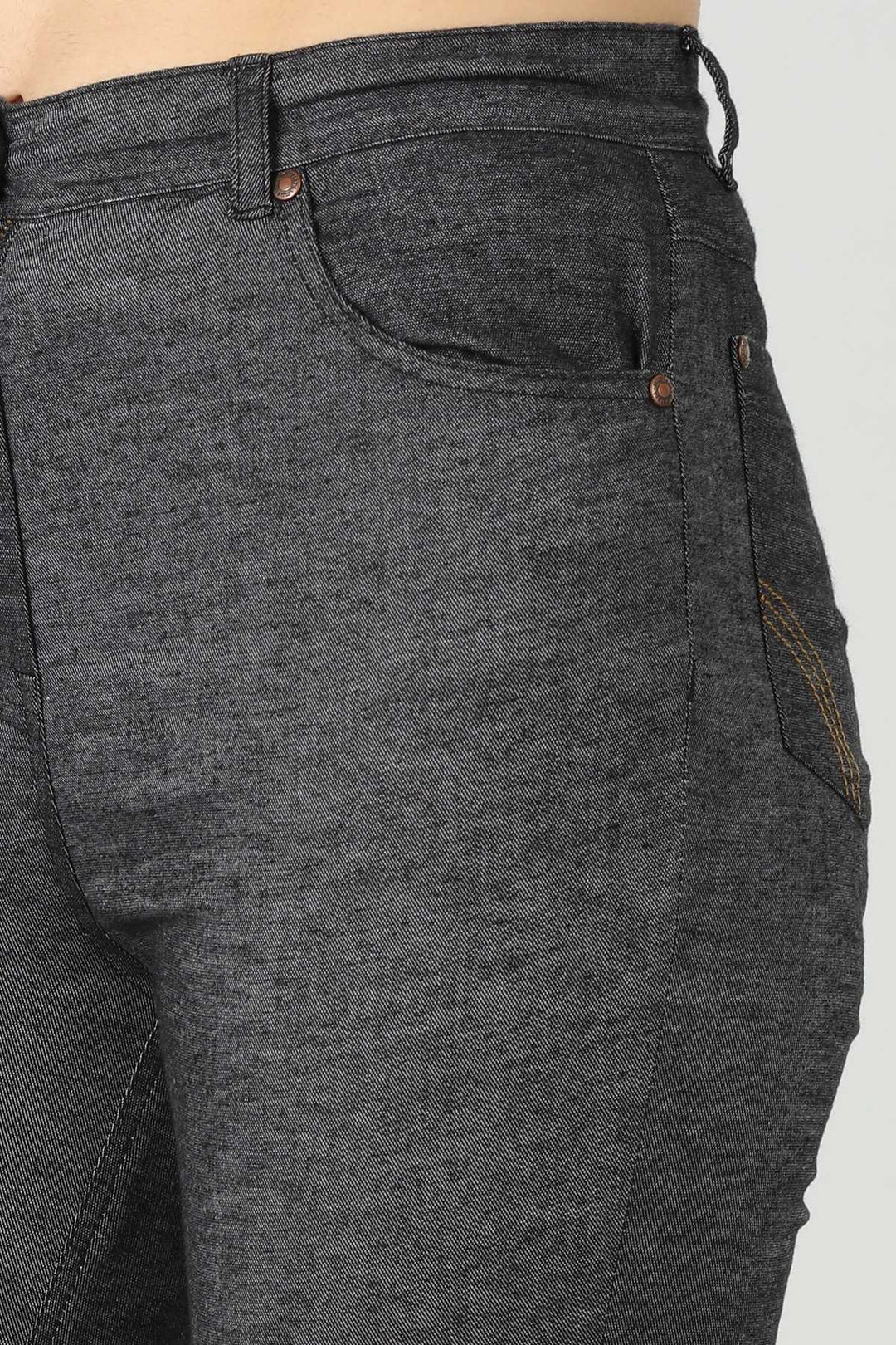 Solid Grey Slim-Fit Denim
