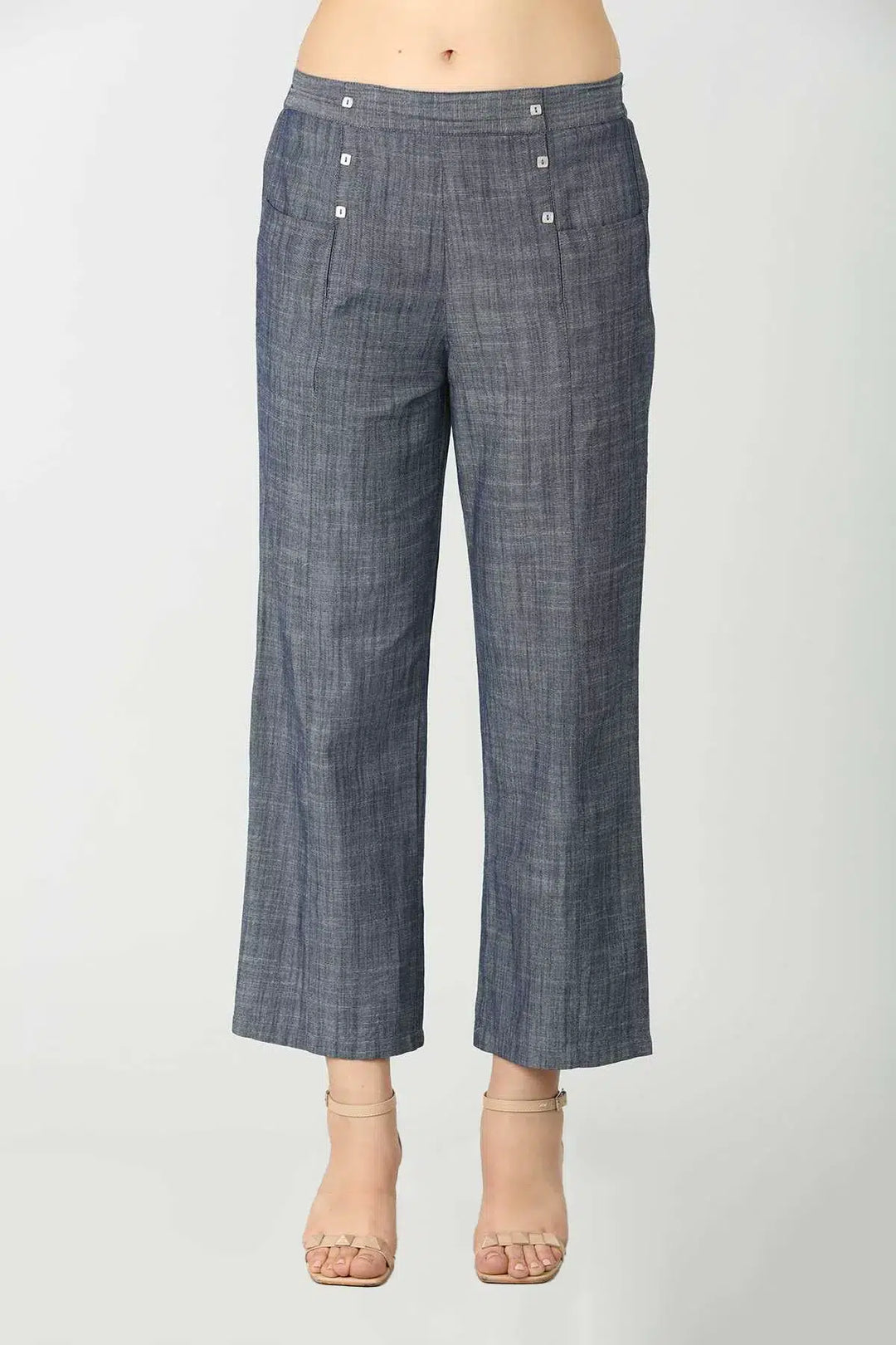 Slate Blue Cotton Chambray Pants