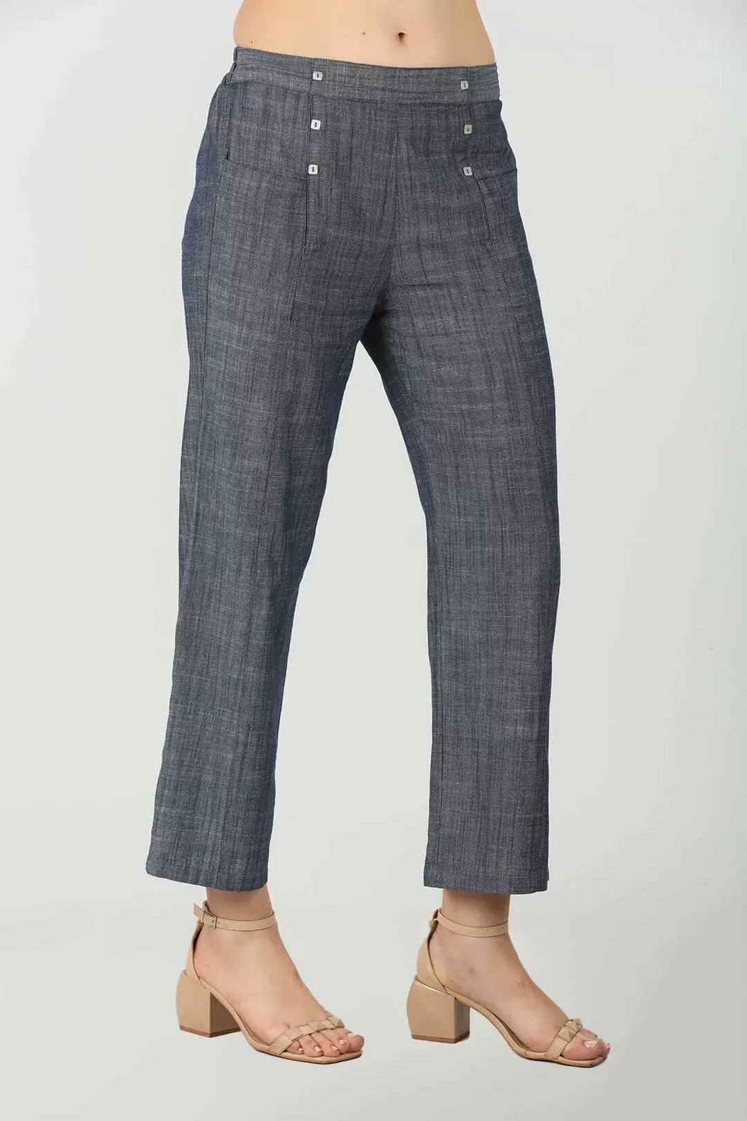 Slate Blue Cotton Chambray Pants
