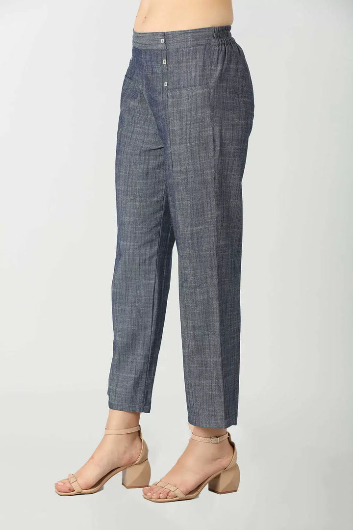Slate Blue Cotton Chambray Pants