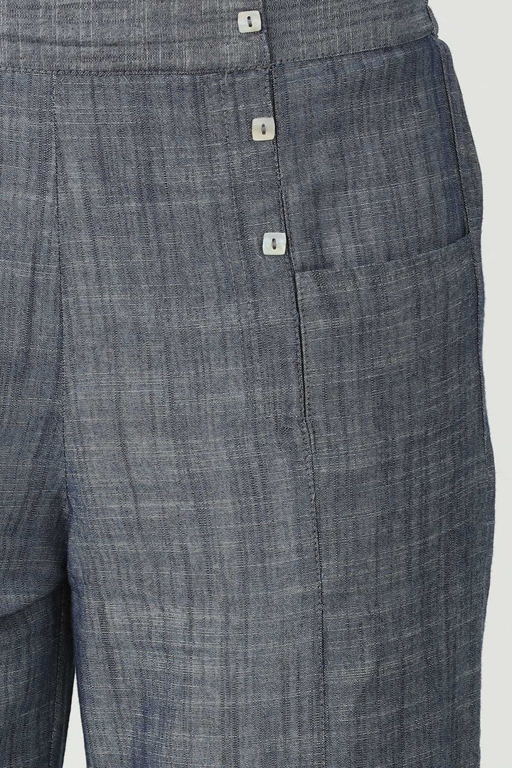 Slate Blue Cotton Chambray Pants