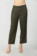 Olive grey solid pants with pockets
