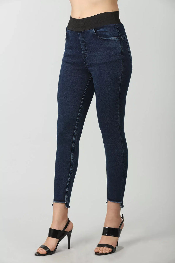 Blue solid Denim Slim Fit (Elastic waist)