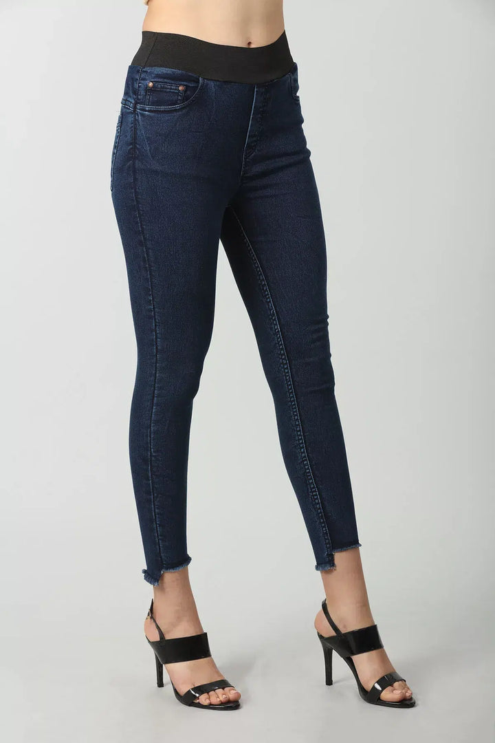Blue solid Denim Slim Fit (Elastic waist)