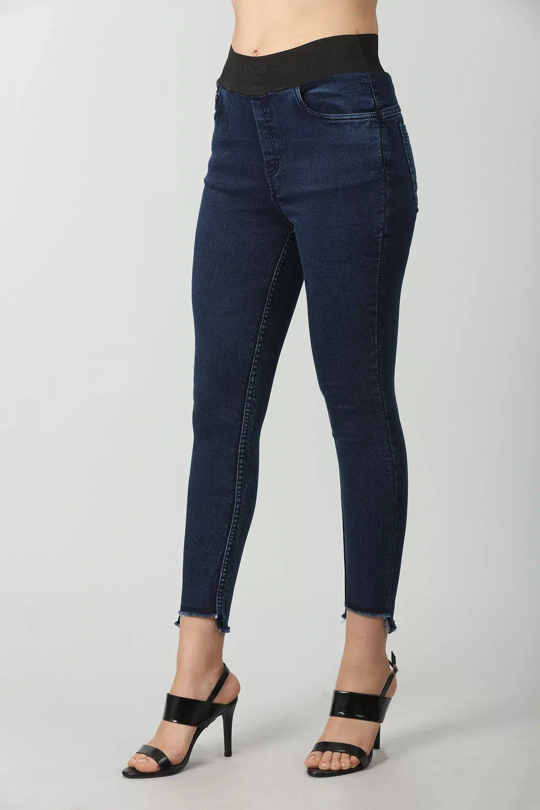 Blue solid Denim Slim Fit (Elastic waist)
