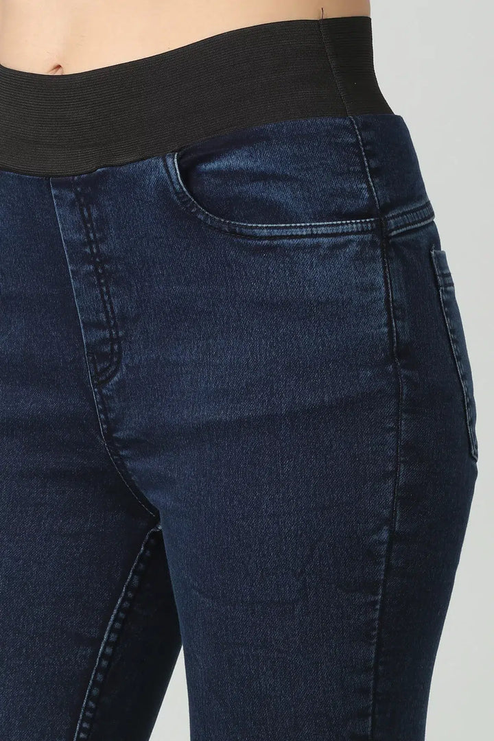 Blue solid Denim Slim Fit (Elastic waist)