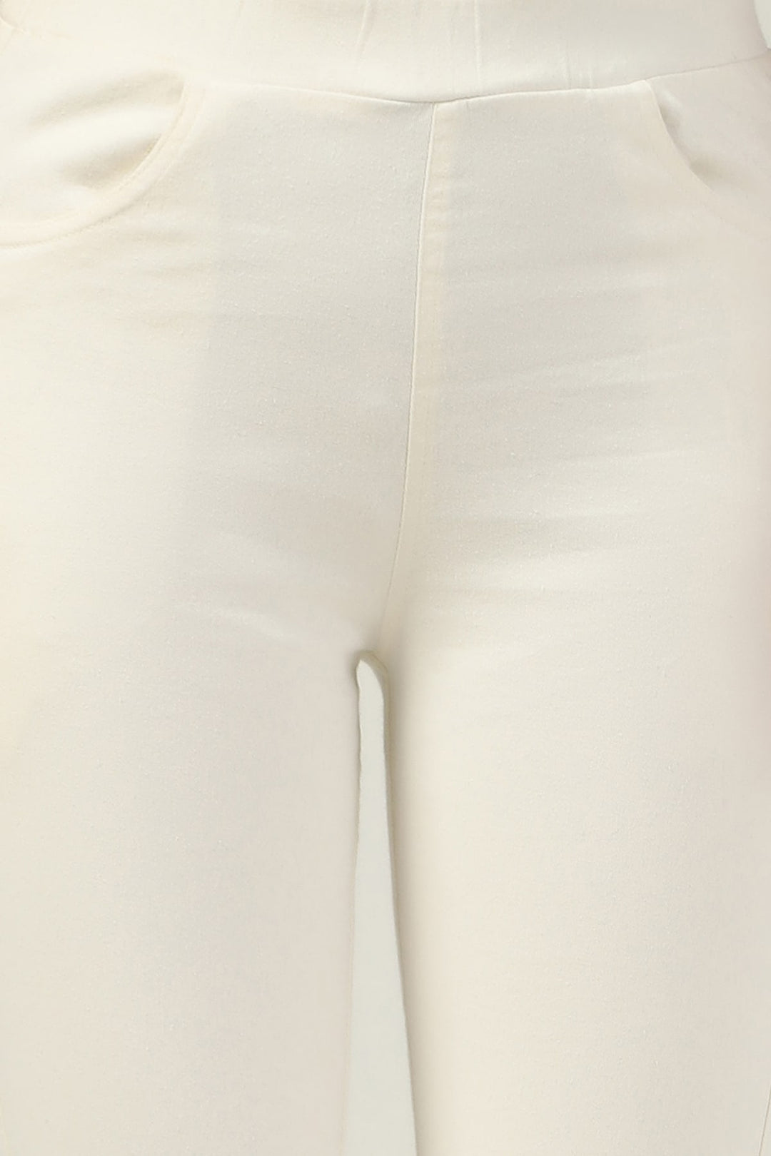 White Lycra Twill Slim Pants