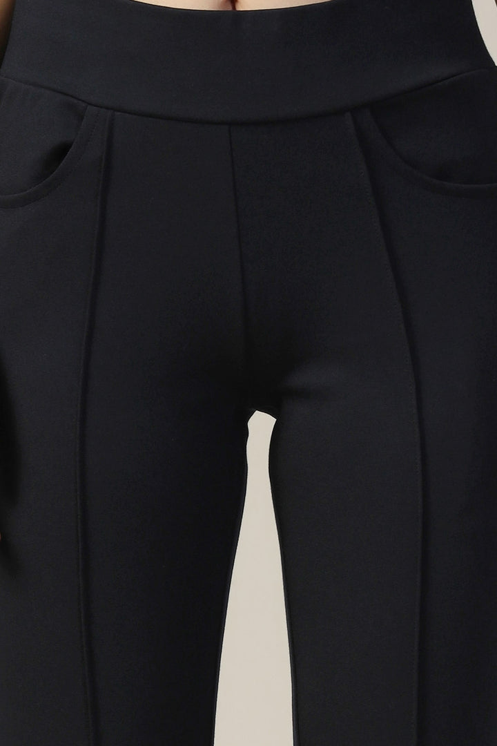 Blue Solid Flared Pants