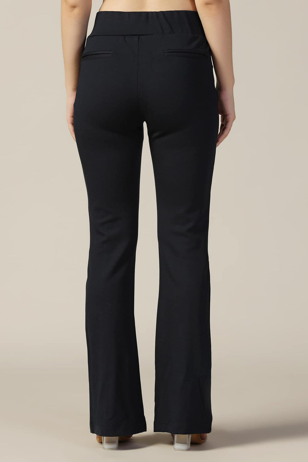 Blue Solid Flared Pants
