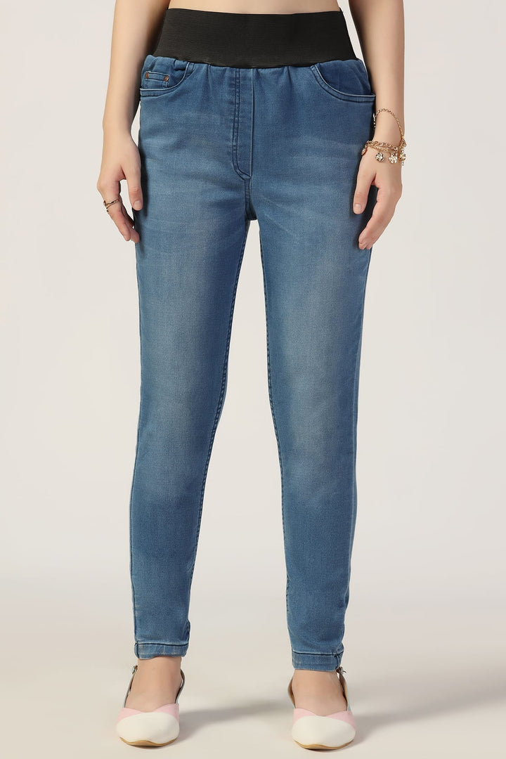 Blue Solid Slim Denim