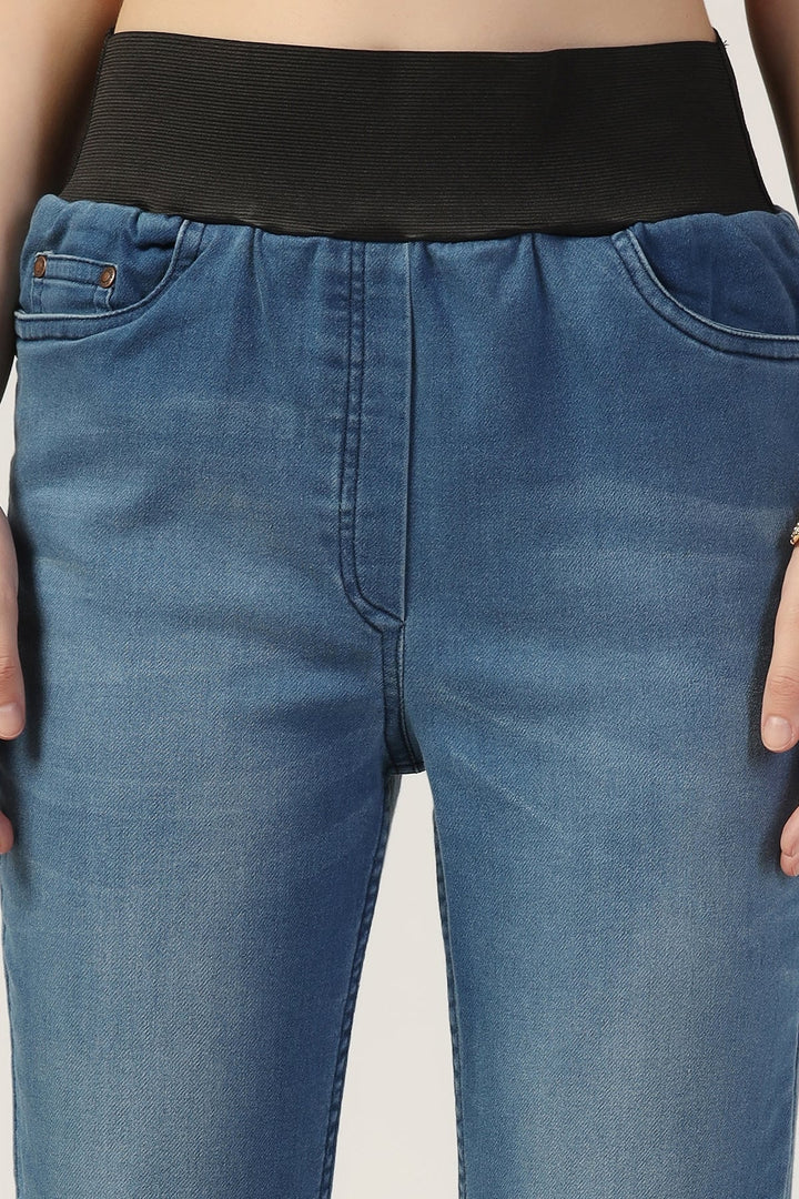 Blue Solid Slim Denim