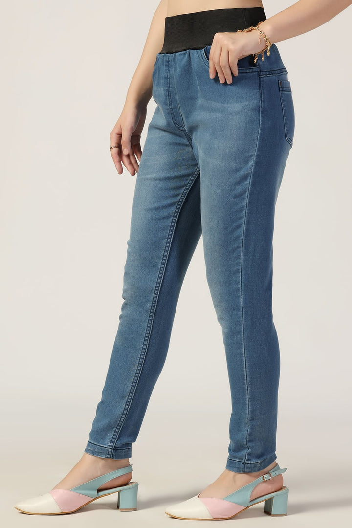 Blue Solid Slim Denim