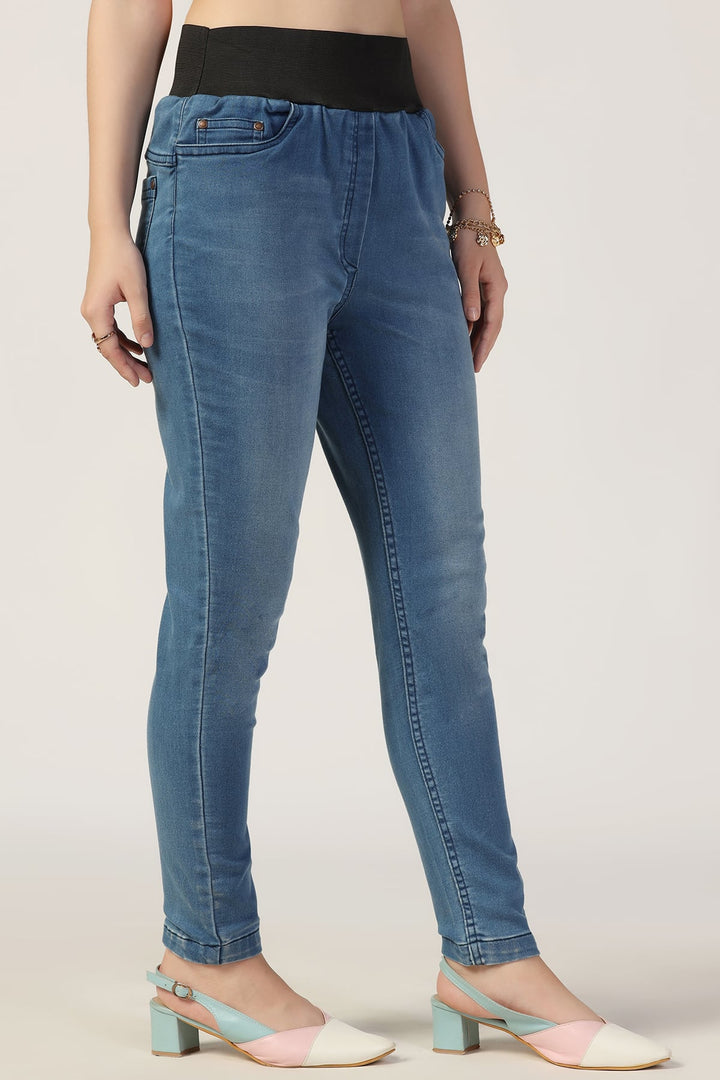 Blue Solid Slim Denim