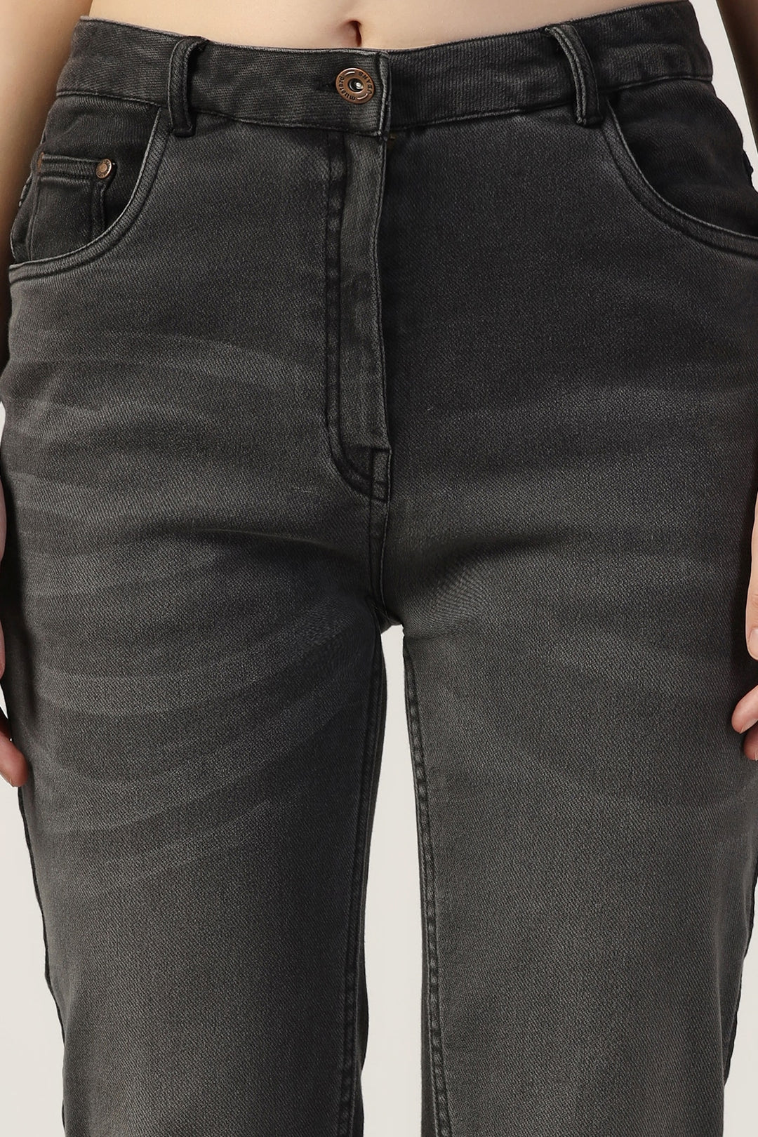 Black Solid Slim-Fit Denim