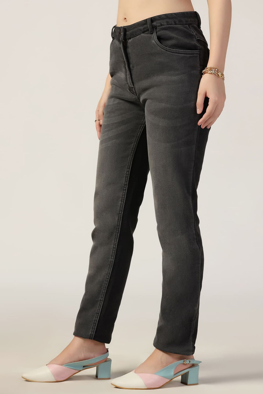Black Solid Slim-Fit Denim