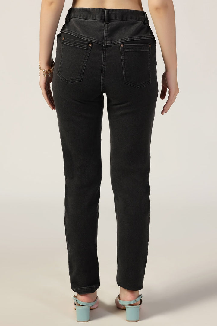 Black Solid Slim-Fit Denim