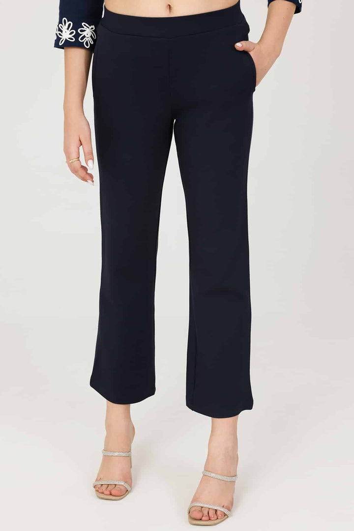Blue Solid Slim Fit Pants