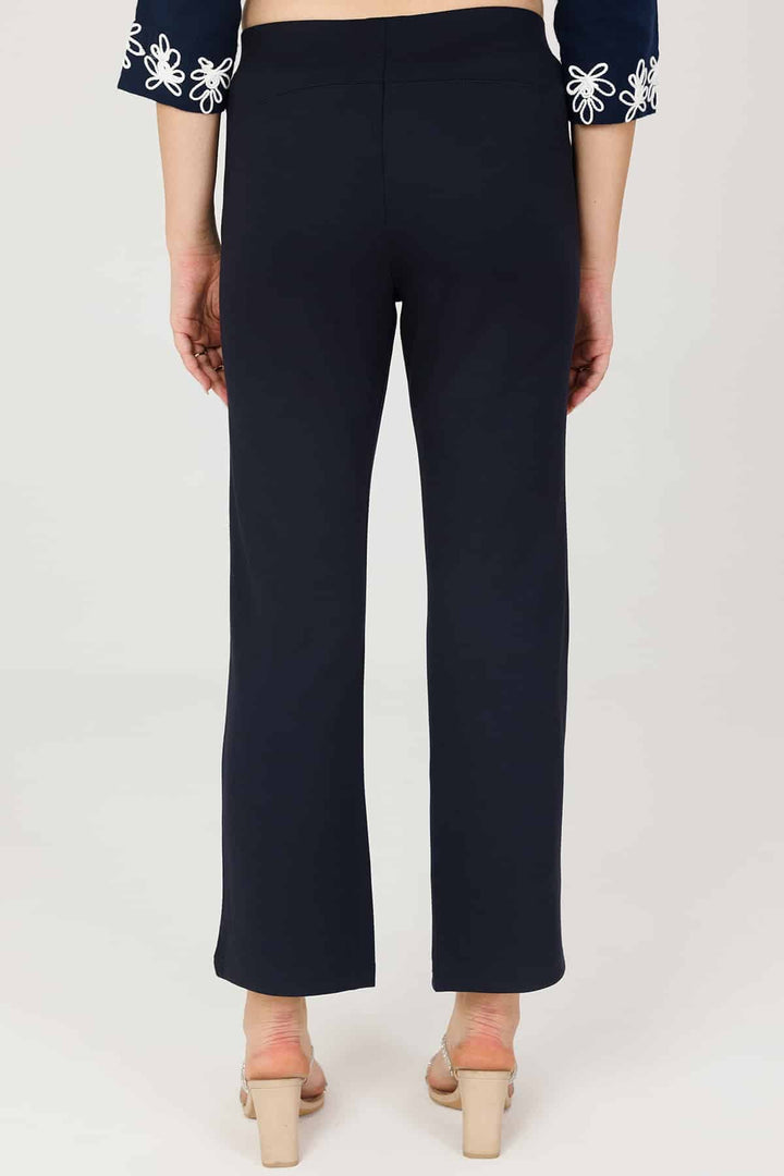 Blue Solid Slim Fit Pants