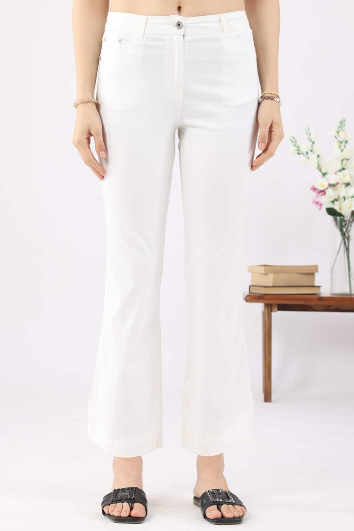 White Solid Regular Denim