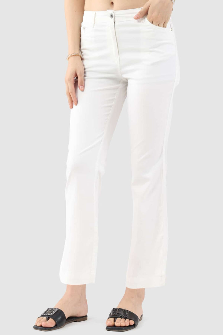 White Solid Regular Denim