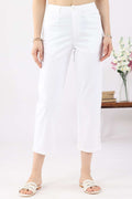 White Solid Regular Fit Pant in Cotton Lycra