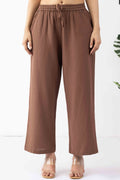 Brown Solid Linen Trouser with Regular Fit