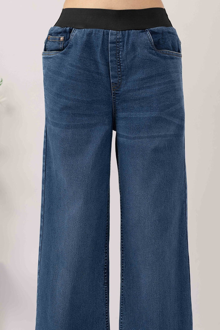 Wide Leg Blue Denim Jeans