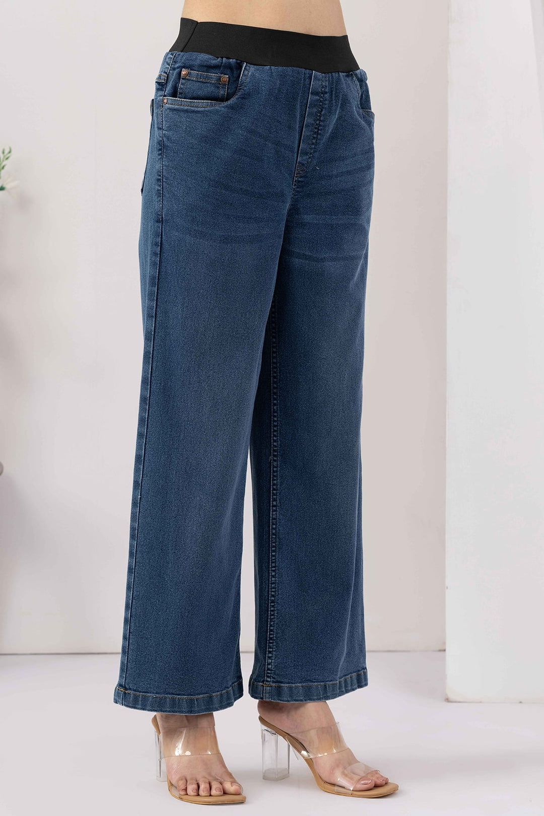 Wide Leg Blue Denim Jeans