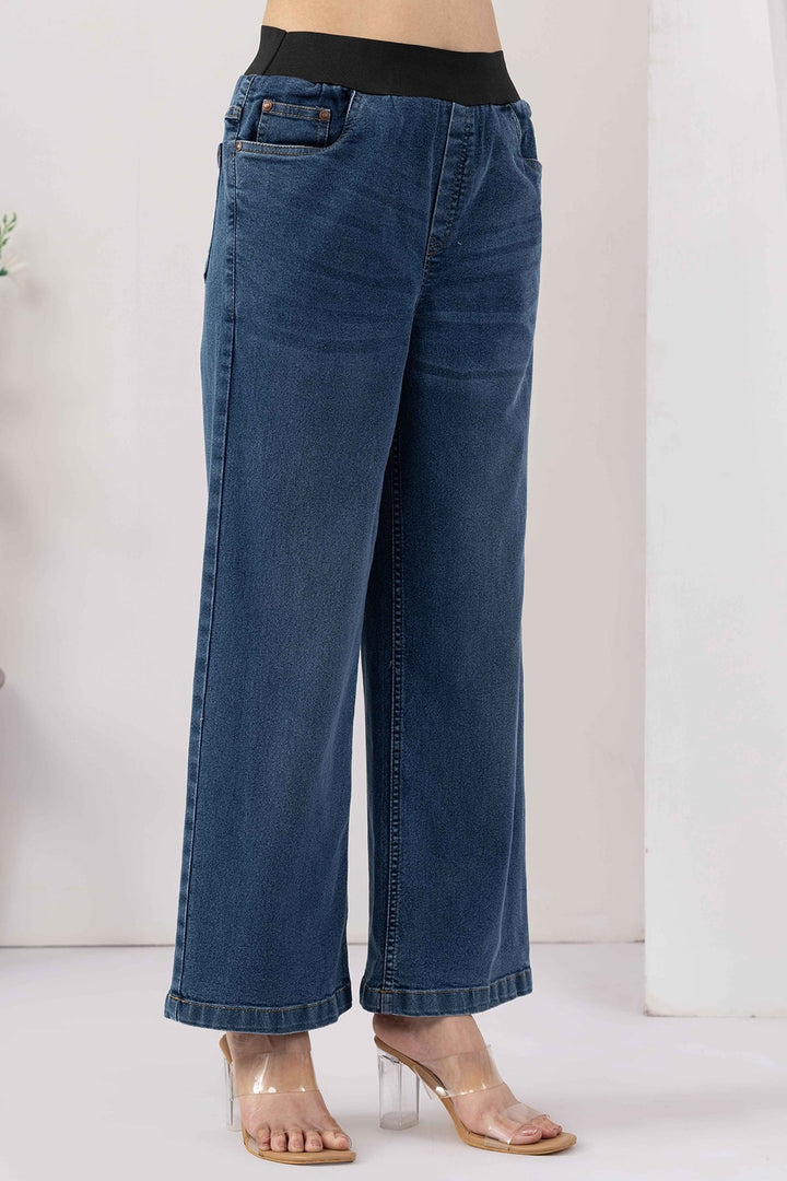 Wide Leg Blue Denim Jeans