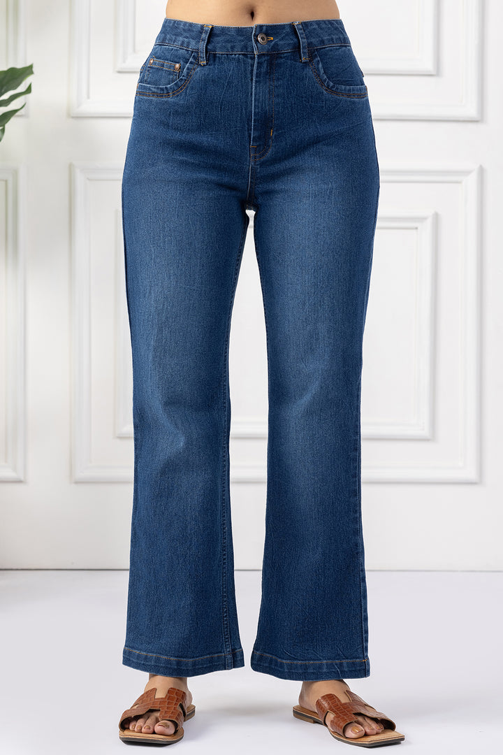 Blue Cotton Denim with Bell Bottom