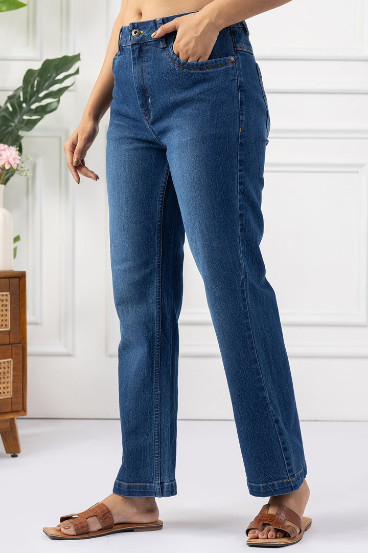 Blue Cotton Denim with Bell Bottom