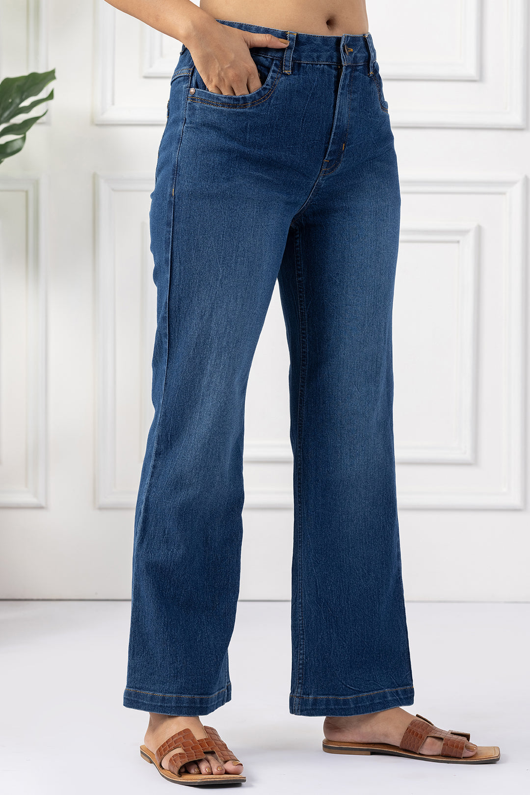 Blue Cotton Denim with Bell Bottom