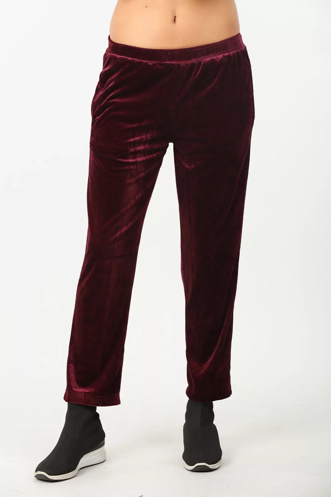 Velvet Lycra wine solid Pants