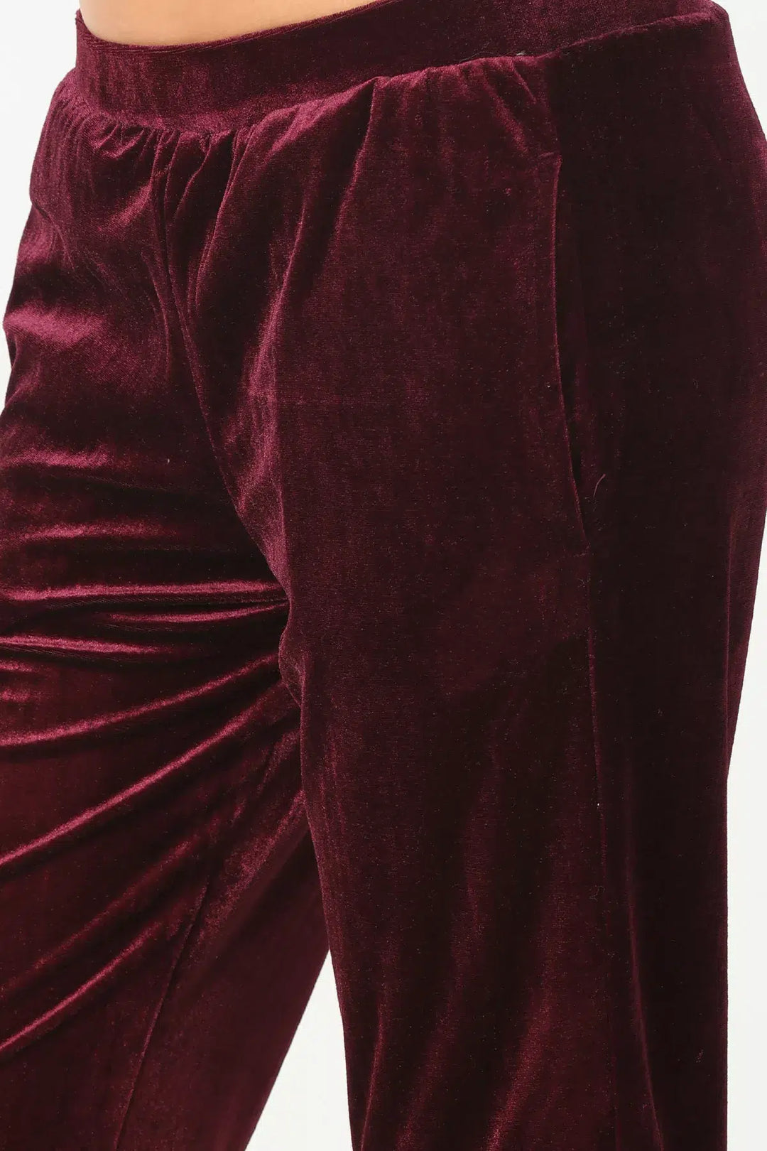 Velvet Lycra wine solid Pants