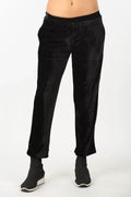 Black solid velvet pant